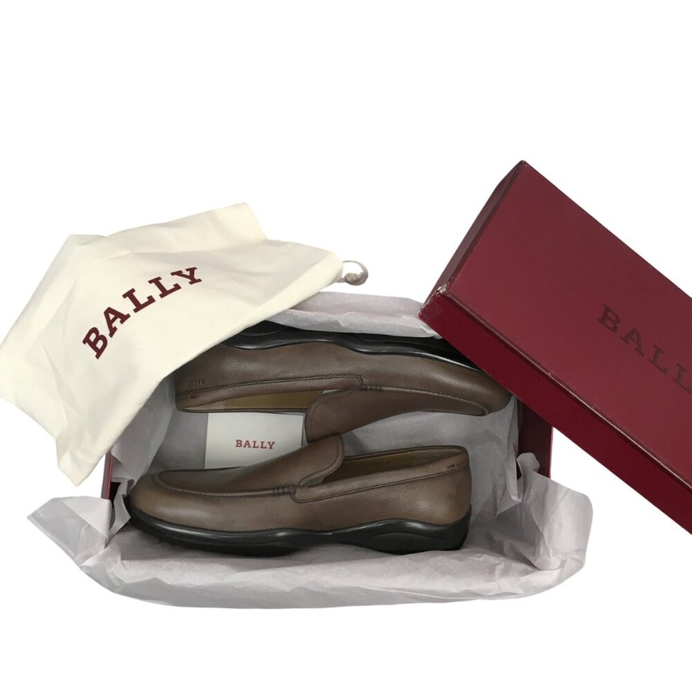 NEW $650 Bally Mils Loafers! 8 Coffee Brown Textured Leather Bally